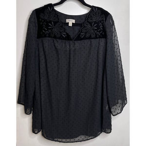 Style & Co. Womens Plus Lightweight Tank Top Blouse Black Size 1X 2X  3/4 Sleeve